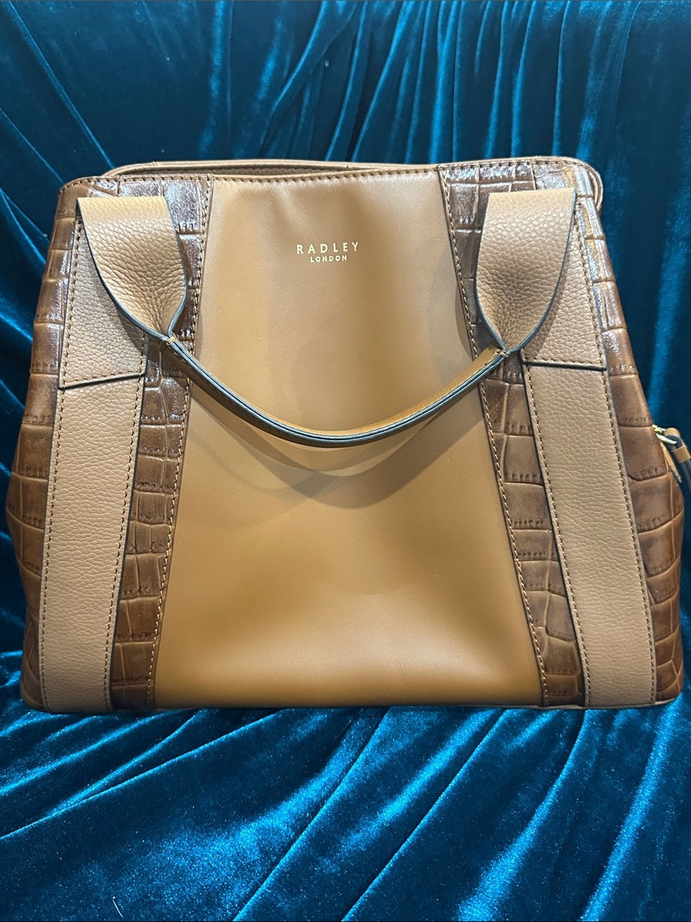RADLEY LONDON Tan and Brown Croc-Accent Leather Tote